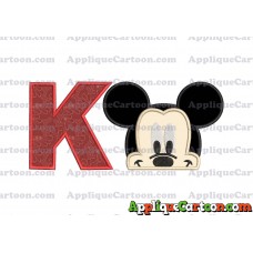 Head Mickey Mouse Applique Embroidery Design With Alphabet K
