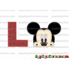 Head Mickey Mouse Applique Embroidery Design With Alphabet L