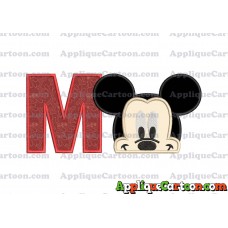 Head Mickey Mouse Applique Embroidery Design With Alphabet M