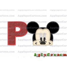 Head Mickey Mouse Applique Embroidery Design With Alphabet P
