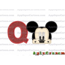 Head Mickey Mouse Applique Embroidery Design With Alphabet Q