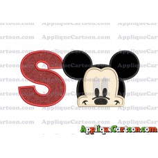 Head Mickey Mouse Applique Embroidery Design With Alphabet S