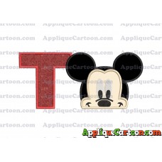 Head Mickey Mouse Applique Embroidery Design With Alphabet T
