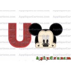 Head Mickey Mouse Applique Embroidery Design With Alphabet U