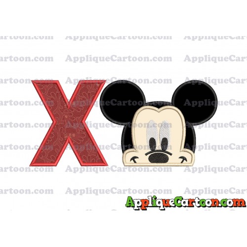 Head Mickey Mouse Applique Embroidery Design With Alphabet X