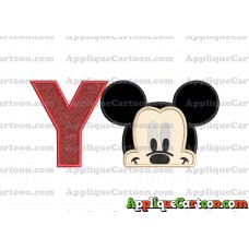 Head Mickey Mouse Applique Embroidery Design With Alphabet Y