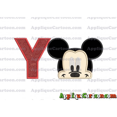Head Mickey Mouse Applique Embroidery Design With Alphabet Y