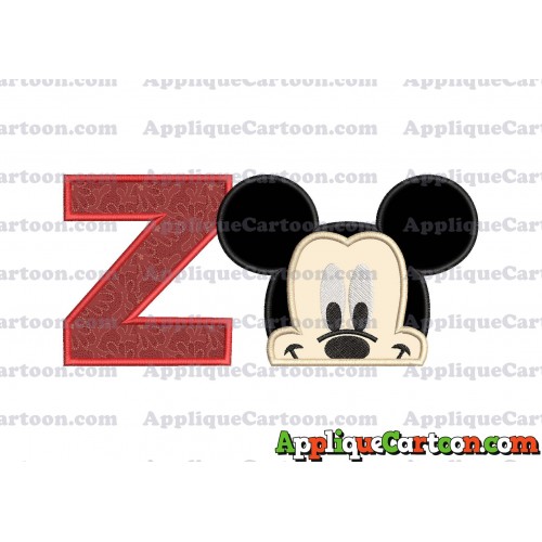 Head Mickey Mouse Applique Embroidery Design With Alphabet Z