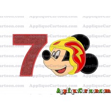 Head Mickey Mouse Roadster Applique Embroidery Design Birthday Number 7