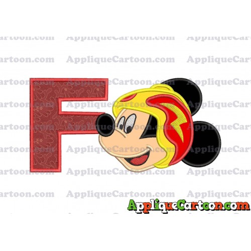 Head Mickey Mouse Roadster Applique Embroidery Design With Alphabet F