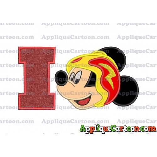 Head Mickey Mouse Roadster Applique Embroidery Design With Alphabet I