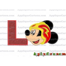 Head Mickey Mouse Roadster Applique Embroidery Design With Alphabet L