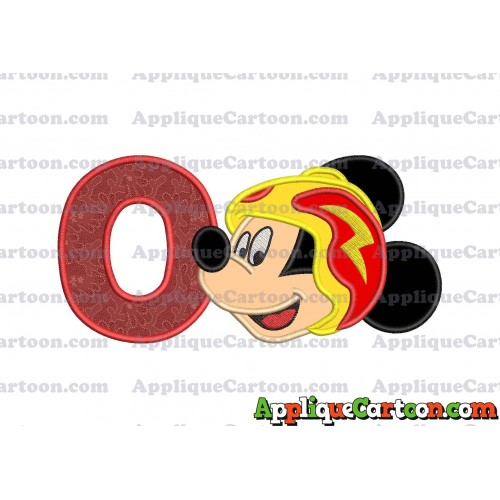 Head Mickey Mouse Roadster Applique Embroidery Design With Alphabet O