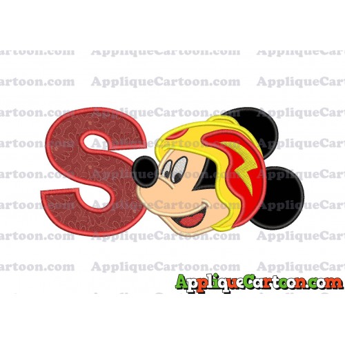Head Mickey Mouse Roadster Applique Embroidery Design With Alphabet S