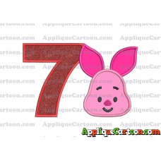 Head Piglet Winnie the Pooh Applique Embroidery Design Birthday Number 7