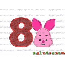 Head Piglet Winnie the Pooh Applique Embroidery Design Birthday Number 8