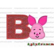 Head Piglet Winnie the Pooh Applique Embroidery Design With Alphabet B