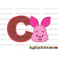 Head Piglet Winnie the Pooh Applique Embroidery Design With Alphabet C