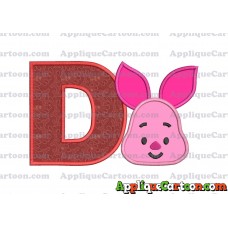 Head Piglet Winnie the Pooh Applique Embroidery Design With Alphabet D