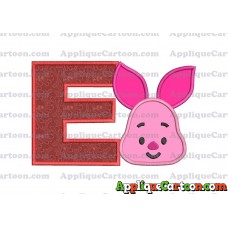 Head Piglet Winnie the Pooh Applique Embroidery Design With Alphabet E