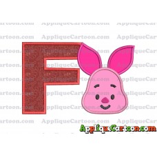 Head Piglet Winnie the Pooh Applique Embroidery Design With Alphabet F