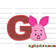 Head Piglet Winnie the Pooh Applique Embroidery Design With Alphabet G