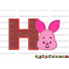 Head Piglet Winnie the Pooh Applique Embroidery Design With Alphabet H