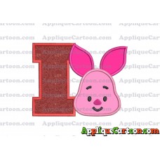 Head Piglet Winnie the Pooh Applique Embroidery Design With Alphabet I