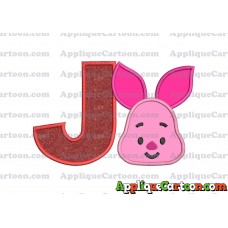 Head Piglet Winnie the Pooh Applique Embroidery Design With Alphabet J