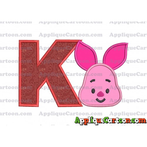 Head Piglet Winnie the Pooh Applique Embroidery Design With Alphabet K