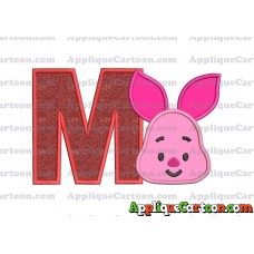 Head Piglet Winnie the Pooh Applique Embroidery Design With Alphabet M