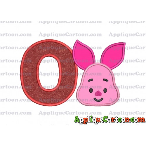 Head Piglet Winnie the Pooh Applique Embroidery Design With Alphabet O