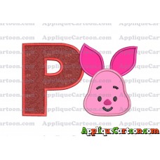 Head Piglet Winnie the Pooh Applique Embroidery Design With Alphabet P