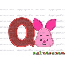 Head Piglet Winnie the Pooh Applique Embroidery Design With Alphabet Q