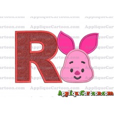 Head Piglet Winnie the Pooh Applique Embroidery Design With Alphabet R