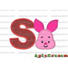 Head Piglet Winnie the Pooh Applique Embroidery Design With Alphabet S