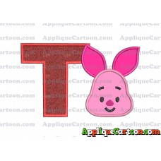 Head Piglet Winnie the Pooh Applique Embroidery Design With Alphabet T