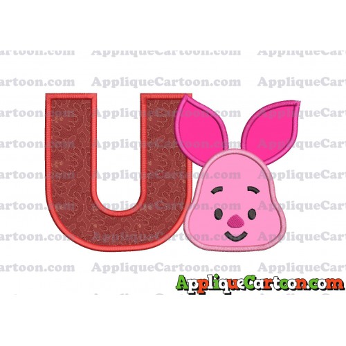 Head Piglet Winnie the Pooh Applique Embroidery Design With Alphabet U