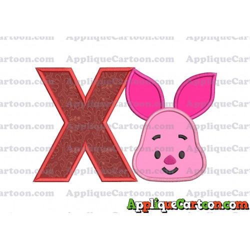 Head Piglet Winnie the Pooh Applique Embroidery Design With Alphabet X