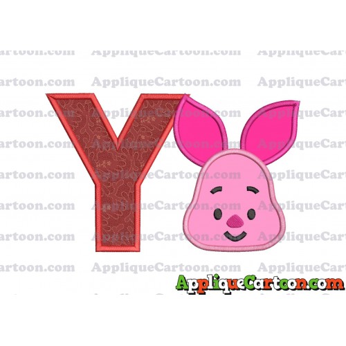 Head Piglet Winnie the Pooh Applique Embroidery Design With Alphabet Y