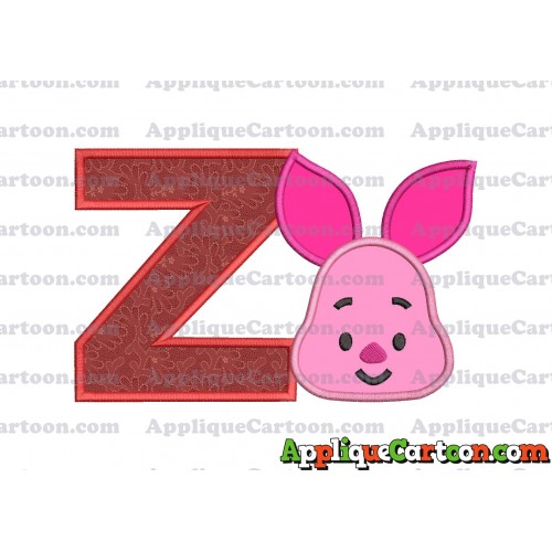 Head Piglet Winnie the Pooh Applique Embroidery Design With Alphabet Z