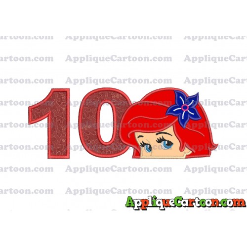 Head The Little Mermaid Applique Embroidery Design Birthday Number 10
