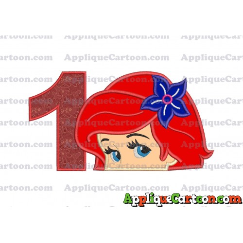 Head The Little Mermaid Applique Embroidery Design Birthday Number 1