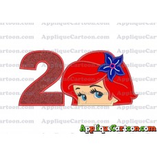 Head The Little Mermaid Applique Embroidery Design Birthday Number 2