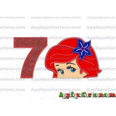 Head The Little Mermaid Applique Embroidery Design Birthday Number 7