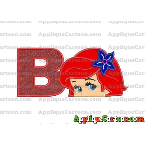 Head The Little Mermaid Applique Embroidery Design With Alphabet B