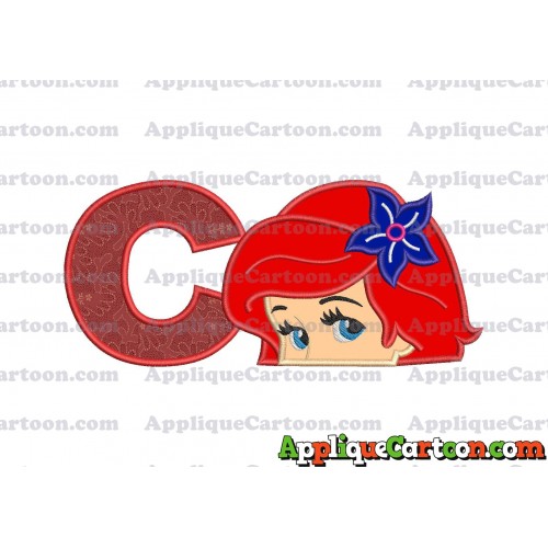 Head The Little Mermaid Applique Embroidery Design With Alphabet C