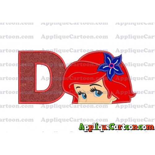 Head The Little Mermaid Applique Embroidery Design With Alphabet D