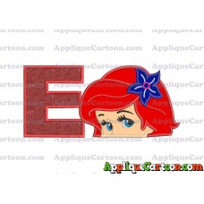 Head The Little Mermaid Applique Embroidery Design With Alphabet E