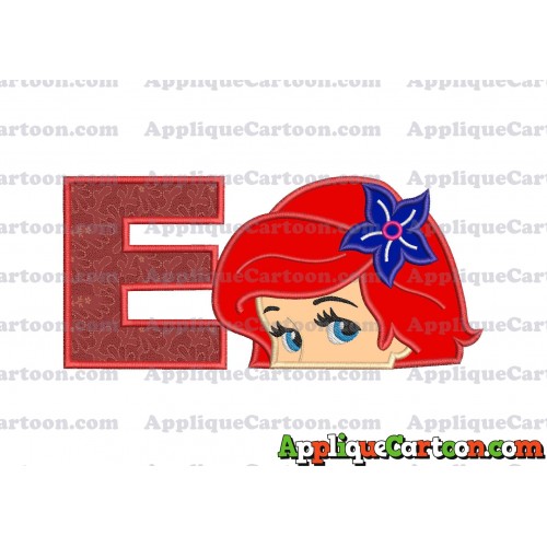 Head The Little Mermaid Applique Embroidery Design With Alphabet E